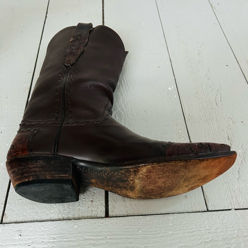 Tres Outlaws Western Leather Cowboy Boots Mens Size 9D - Picture 4 of 7